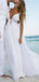 Sexy Spaghetti Strap V-neck A-line Simple Cheap Beach Wedding Dresses, WD309