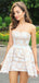 Sexy Strapless Nude Ivory Lace A-line Cheap Short Homecoming Dresses, CM438