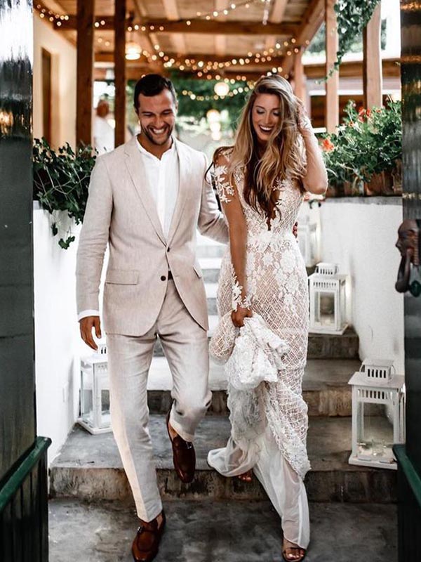 Sexy Unique Open Back Beaded Mermaid Lace Beach Vintage Wedding Dresse SposaBridal Sexy Unique Open Back Beaded Mermaid Lace Beach Vintage Wedding Dresse SposaBridal