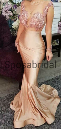 Sexy Elegant Mermaid Long Sleeves Custom Unique Long Modest Prom Dresses PD1928