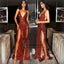 2019 Sexy Sequin Sparkly Red Split Mermaid Prom Dresses, Fashion Style, Spaghetti Straps prom dress, PD0713 - SposaBridal