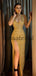 Sexy Sparkly Sequin Mermaid V-Neck Side Slit Elegant Modest Prom Dresses, Prom Dress PD1906