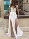 Sexy Short Sleeve Lace Double Side-slit Cheap Beach Wedding Dresses, WD316