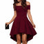 Short off shoulder high-low burgundy popular cheap top tight homecoming prom dress,BD00130