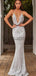 Spaghetti Straps Silver Mermaid Backless Long Modest Prom Dresses PD2244