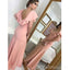 Soft Gorgeous Sheath V-Neck Ruffled Sleeves Split  Pink  Long Prom Dresses, Evenign Dress, PD1119