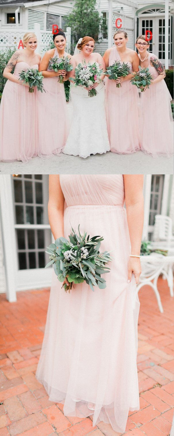 Soft Pink Lovely Tull Mismatched Cheap Bridesmaid Dresses, Hot Sale Fl SposaBridal Soft Pink Lovely Tull Mismatched Cheap Bridesmaid Dresses, Hot Sale Fl SposaBridal