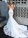 Luxury Spaghetti Straps Lace Mermaid Beach Long Wedding Dresses, WD0585