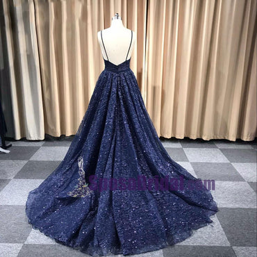 Floral Prom Dresses, A-line Prom Dresses, V-neck Prom Dresses, Long Prom Dresses, PD0695