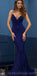 Spaghetti Straps Mermaid V -Neck Custom Long Elegant Sequin Fashion Prom Dresses, PD1214