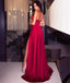 Spaghetti  Straps Sexy Sexy Red A-line Simple Cheap Prom Dresses with split, Evening dress, party dress , PD0806