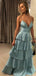 Spaghetti Straps Unique Design Simple Formal Long Modest Prom Dresses PD1659