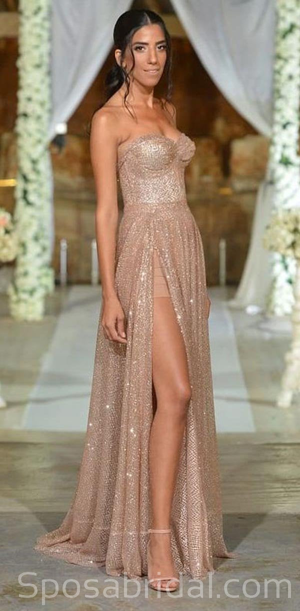 Sparkle Sweetheart Prom Dress with Side-Slit, Stunning Modest Simple P – SposaBridal Sparkle Sweetheart Prom Dress with Side-Slit, Stunning Modest Simple P – SposaBridal