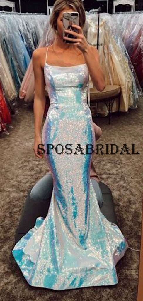 Sparkly Sequin Mermaid Sexy Simple Evening Prom Dresses PD2389