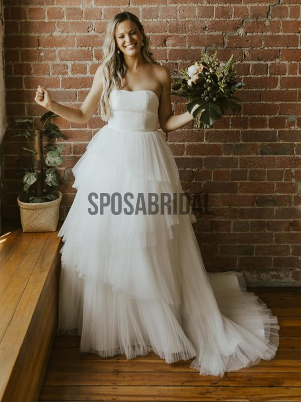 Strapless A-line Simple Unique Beach Wedding Dresses WD0527 SposaBridal Strapless A-line Simple Unique Beach Wedding Dresses WD0527 SposaBridal
