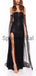 Strapless Long Sleeves Black Side Slit Mermaid Sexy Modest Simple Prom Dresses PD1917