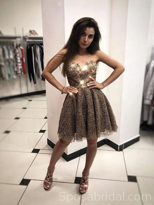 Sweetheart A Line Shinning Unique Sparkly Fashion Homecoming Dresses, – SposaBridal Sweetheart A Line Shinning Unique Sparkly Fashion Homecoming Dresses, – SposaBridal