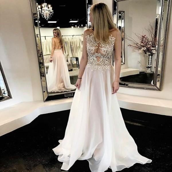 Chiffon Lace Simple Beach Cheap Open Back Beautiful Wedding Dresses, W SposaBridal Chiffon Lace Simple Beach Cheap Open Back Beautiful Wedding Dresses, W SposaBridal