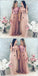 Top Blush Sequin Lovely Hot Sale Two Piece Tulle Round Neck Long Modest Cheap Bridesmaid Dresses, WG277