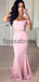 Two Pieces Pink Mermaid Simple Soft Elegant Formal Long Prom Dresses PD1922