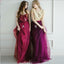 Two Pieces Tulle  Sequin Sparkly Pretty Young Spaghetti Straps Dark Red Gold Burgundy Bridesmaid Dresses, WG276