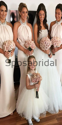 Unique Halter Mermaid Elegant Modest Bridesmaid Dresses WG733