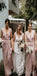 Unique Design Elegant Legant V Neck Blush Pink Long Bridesmaid Dresses WG583