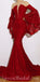Unique Long Sleeves V-Neck Sequins   Strapless Ruffles Mermaid Prom Dresses, PD1341