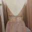 V-Neck A-line Sequin Tulle Sparkly Popular Prom Dresses PD2109