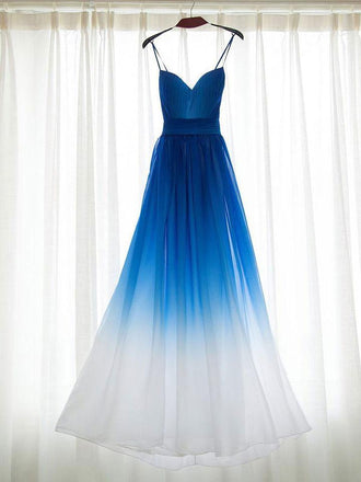 Chiffon Blue Gradient Beautiful Popular Unique Prom Dresses, Party Dress, Evening Dress, PD0498