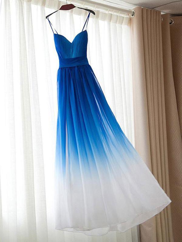 Chiffon Blue Gradient Beautiful Popular Unique Prom Dresses, Party Dre SposaBridal Chiffon Blue Gradient Beautiful Popular Unique Prom Dresses, Party Dre SposaBridal