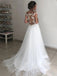 A-line Lace Cap Sleevs Vintage Elegant Wedding Dresses WD0474