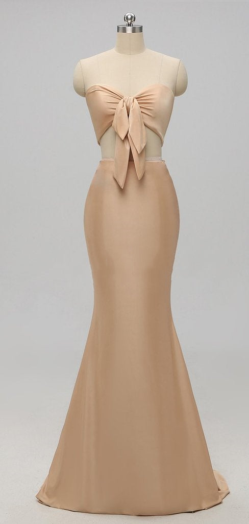 Elegant A-line Sexy V Neck Gold Long Modest Side-slit Bridesmaid Dress SposaBridal Elegant A-line Sexy V Neck Gold Long Modest Side-slit Bridesmaid Dress SposaBridal