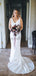 White Satin V-neck Sleeveless Mermaid With Train Wedding Dresses WD371