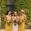 Yellow Spaghetti Straps Simple A-line  Bridesmaid Dresses WG678