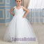 Cheap Comfortable Tulle Straps Lace Appliques Flower Girl Dresses with bow , Junior Bridesmaid Dresses, FG105