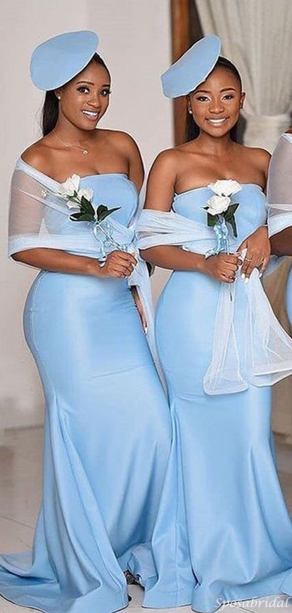 Baby Blue Modest Sexy Strapless Mermaid Long Bridesmaid Dress, WG898 SposaBridal Baby Blue Modest Sexy Strapless Mermaid Long Bridesmaid Dress, WG898 SposaBridal