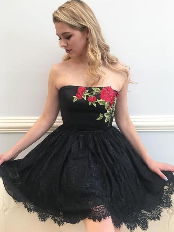 Lace Embroidery Lace Skirt Simple Cute Cheap Homecoming Dresses 2018, CM415