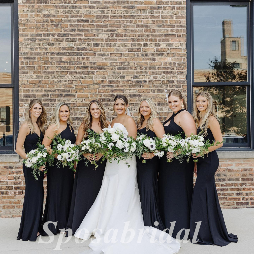 Black Satin Bridesmaid Dress - Black, Twist Back Style – Six Stories