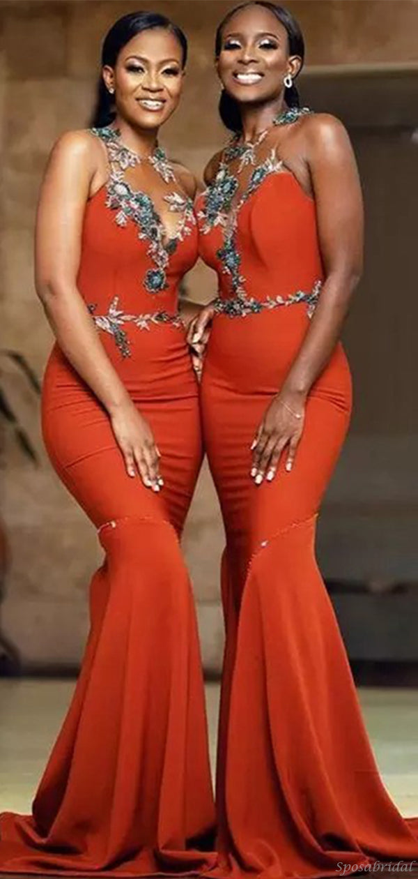 Burnt Orange Floral Lace Illusion Top Mermaid Trumpet Chapel Tail Brid SposaBridal Burnt Orange Floral Lace Illusion Top Mermaid Trumpet Chapel Tail Brid SposaBridal