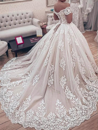 Custom Off the Shoulder Lace Unique Deisgn High Quality Modest Long Popular Wedding Dresses, WD00340