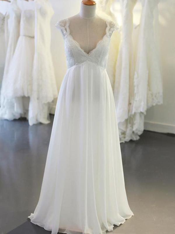 Cap Sleeve V Neck Casual Simple Beach Wedding Dresses, WD326 SposaBridal Cap Sleeve V Neck Casual Simple Beach Wedding Dresses, WD326 SposaBridal