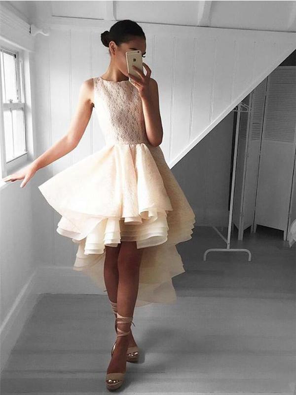 Charming Lace High Low Lace Cheap Short Homecoming Dresses Online, CM5 SposaBridal Charming Lace High Low Lace Cheap Short Homecoming Dresses Online, CM5 SposaBridal