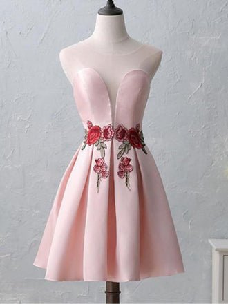 Pink Scoop Rhinestone Beaded Homecoming Dresses 2018, CM418