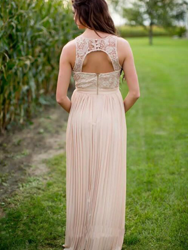 Elegant Blush Pink Strapless Lace Top Flowy Long Bridesmaid Dress, BD3 SposaBridal Elegant Blush Pink Strapless Lace Top Flowy Long Bridesmaid Dress, BD3 SposaBridal