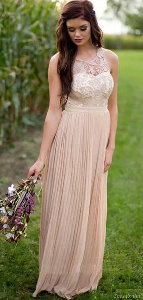 Elegant Blush Pink Strapless Lace Top Flowy Long Bridesmaid Dress, BD3 SposaBridal Elegant Blush Pink Strapless Lace Top Flowy Long Bridesmaid Dress, BD3 SposaBridal