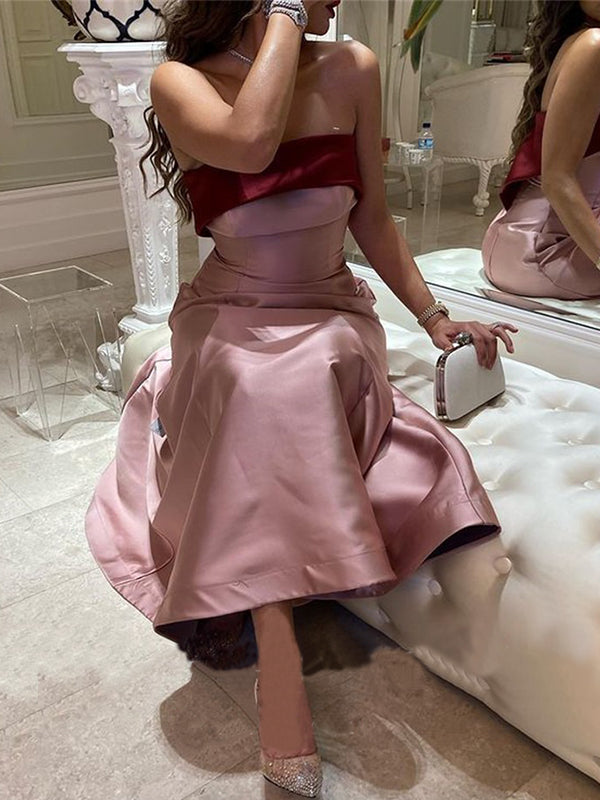 Elegant Burgundy Pink Straight-across A-line Sheath Long Prom Dress, P SposaBridal Elegant Burgundy Pink Straight-across A-line Sheath Long Prom Dress, P SposaBridal