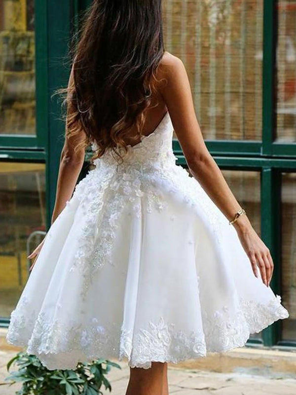 Elegant Floral Strapless Sweetheart Backless A-line Short Homecoming D SposaBridal Elegant Floral Strapless Sweetheart Backless A-line Short Homecoming D SposaBridal