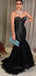Elegant Formal Black Strapless Sweetheart Mermaid Long Prom Dress, PD3507