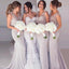 Elegant Ivory Illusion Sweetheart Mermaid Long Bridesmaid Dress, BD3112